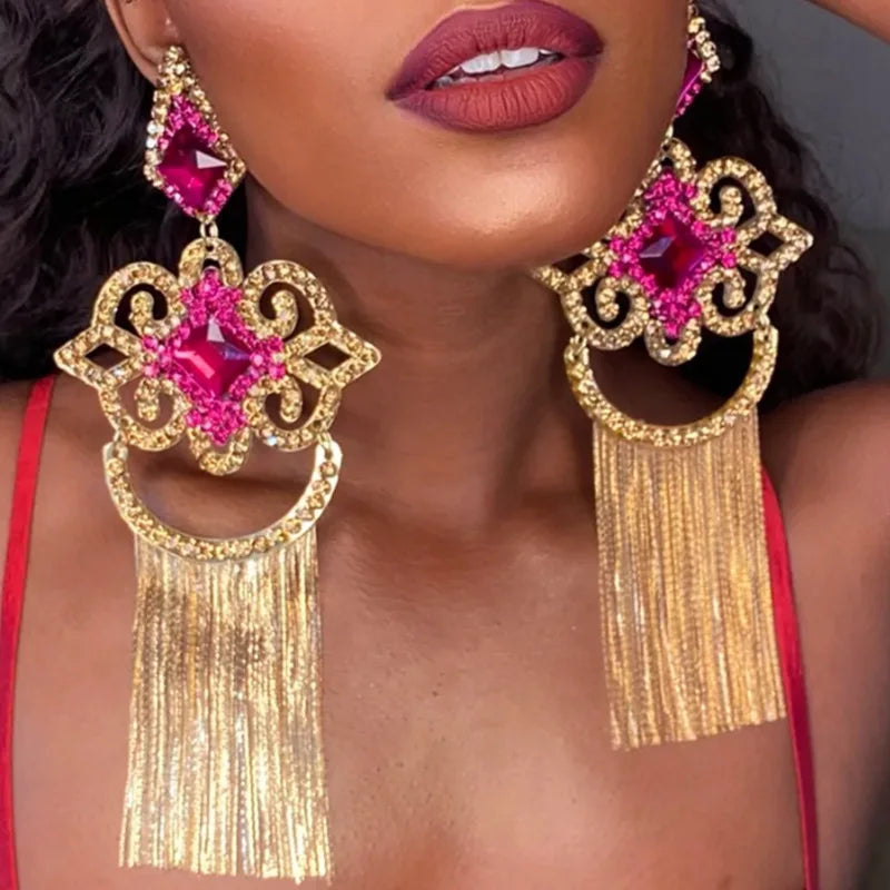 Kaimei 2025 Earring New Bestseller Large Tassel Earrings Fashion Luxury Irregular Rhinestone Exaggerated Earrings Accessories