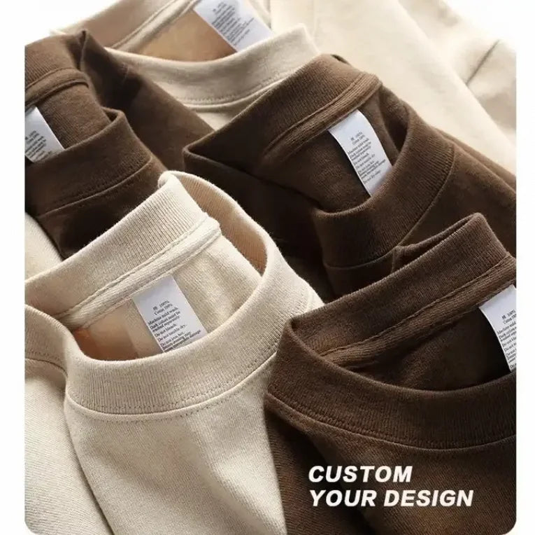 Heavyweight 100% Cotton Men's T-Shirt Custom Oversized Plus Size Printed Formal Style Heavy Weight Thick T-Shirt