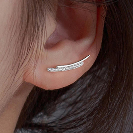 CAOSHI Ins Style New Arrival Earrings Silver Color Wholesale Price Smile Female Simple Double Line Diamond Stud Earrings