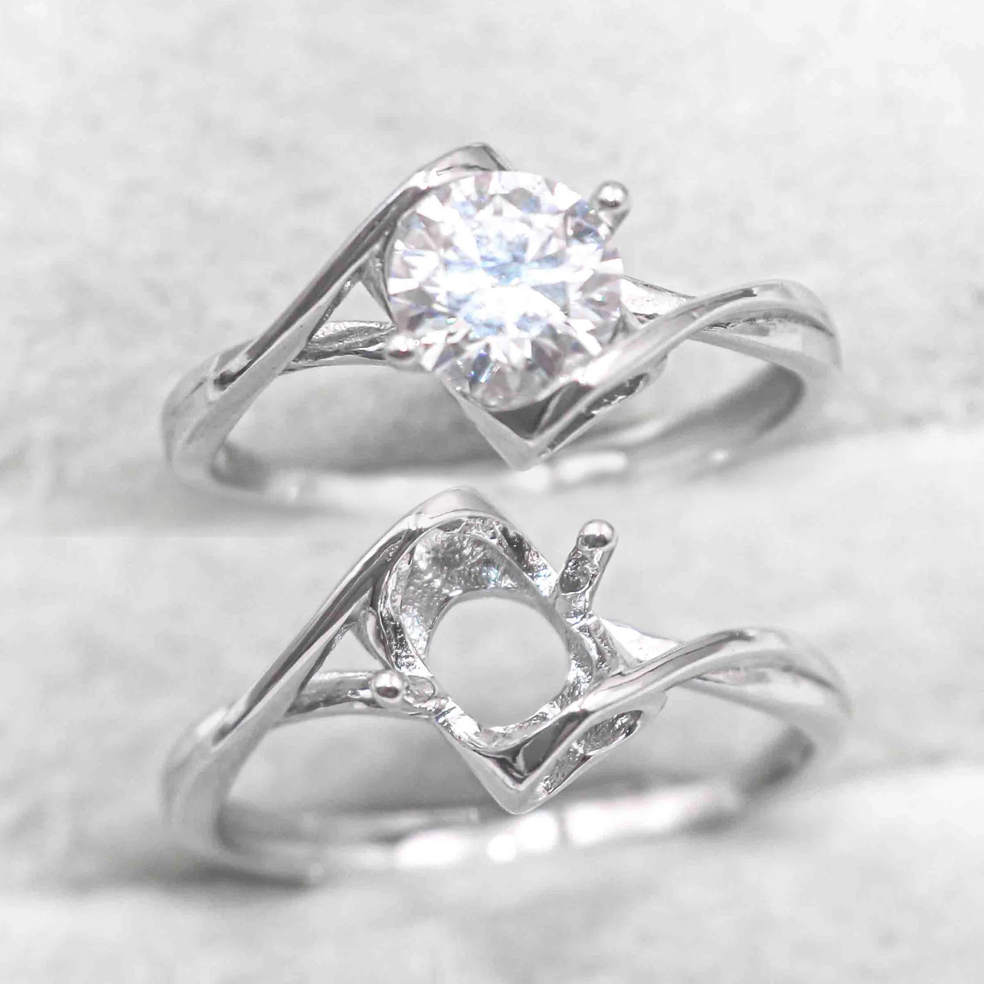 Sterling Silver 6.5mm/1 Carat Semi Mount Ring Frame Blank Moissanite Diamond Setting Base Without Center Stone Inlay for DIY