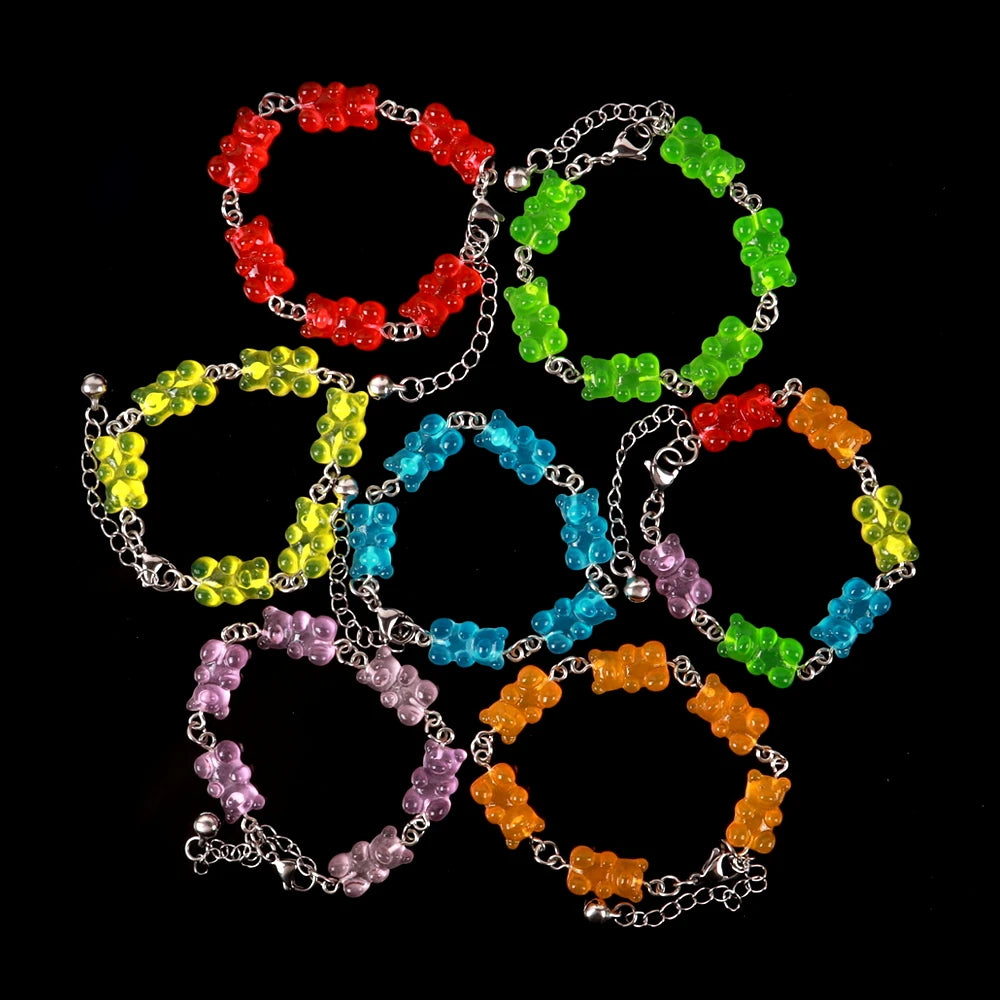 Instagram Super Hot Candy Bear Best Friend Gift Student Jewelry Cute Resin Bear Bracelet 2023 Wholesale