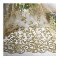 Eco-friendly Fash Ion Korean Gold Floral Glitter with Rhinestone Shiny Polyester Nigerian Wedding Lace Tulle Mesh Glitter Fabric