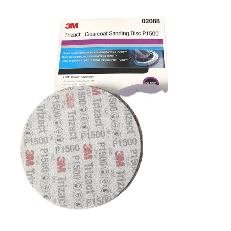 3M for Trizact 6 Inch Self-Adhesive Dry/Water Sanding Paper 1500 Grit Clearcoat Disc 02088 with Flocking Sponge OEM Customizable