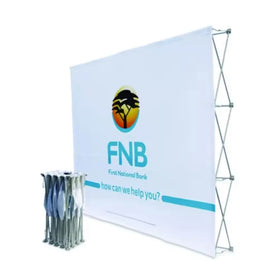 Portable Exhibition Booth Wall Tension Fabric Banner With Stand Step and Repeat Backdrop Trade Show Pop up Display