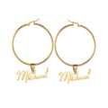 Qiuhan New Round Stainless Steel Custom Name Personalized Pendant Earrings