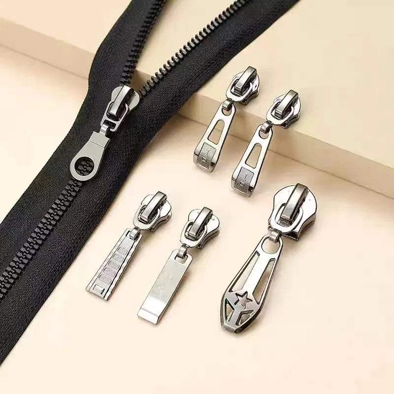 Engraved Logo Auto Lock Luxury Metal Zipper Slider Zinc Alloy Zip Pull Tab Nickel-Free Zip Puller Luggage Backpack Garment