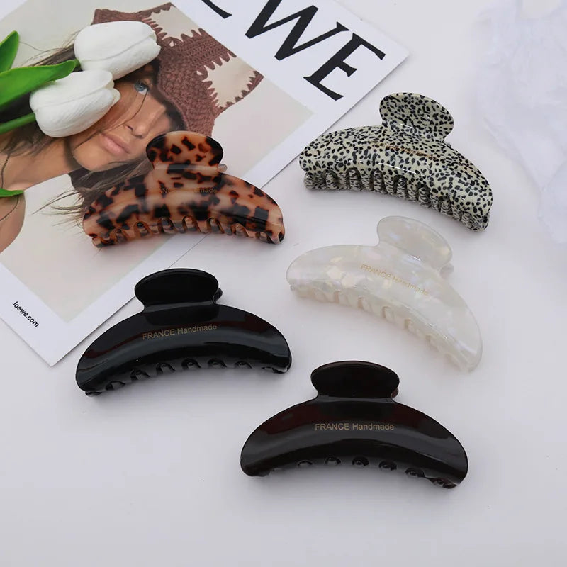 Large Hair Claw Clips New Fashion Geometric Moon Plastic Acetate Hair Crab Clips for Women Thick Hair