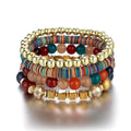Ethnic Bohemia Style Women's Jewelry Set Cubic Beads Golden Bead Bracelet with Elastic Promotion Gift Bracelet Kit