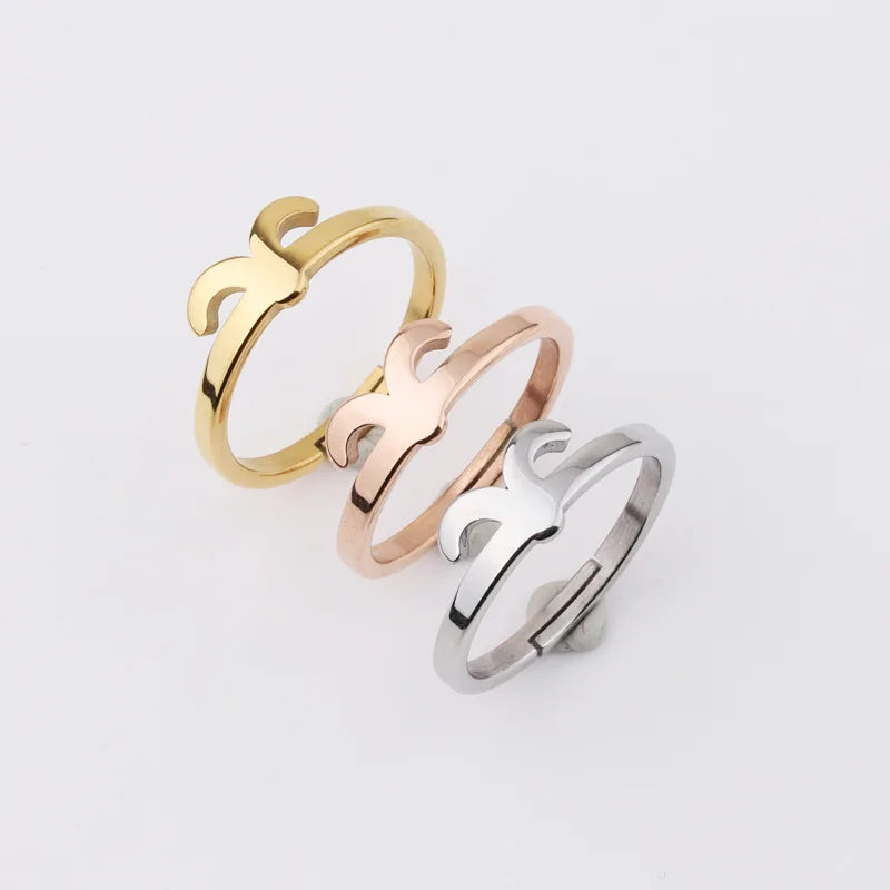 High Polished 18K Gold Plated Jewelry Adjustable 12 Horoscope Star Sign Stainless Steel Zodiac Rings for Women Men