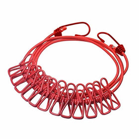 Travel Portable Retractable Windproof Elastic Clothesline Outdoor Rope With Clips