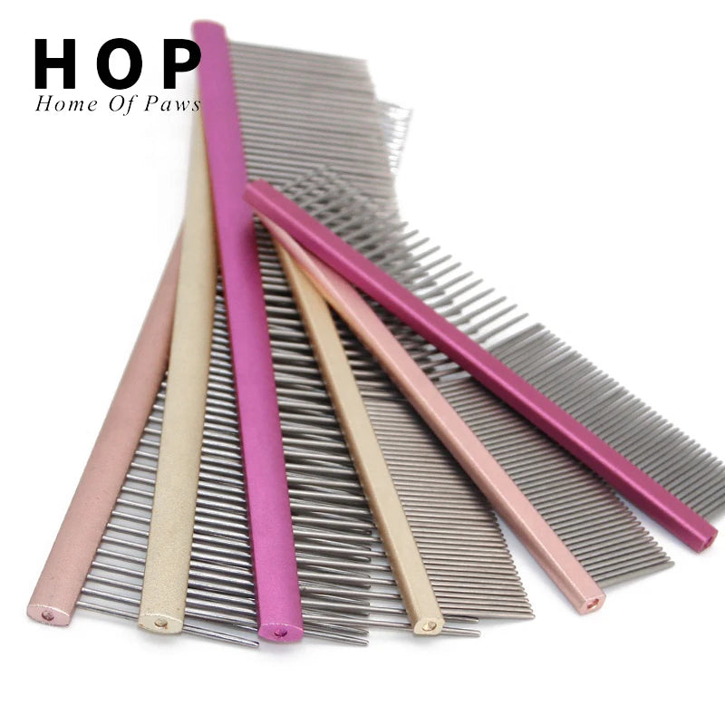 Pet Stainless Steel Metal Wide Tooth Comb Dogs Dog Deshedding Grooming Comb Flea Comb for Cats
