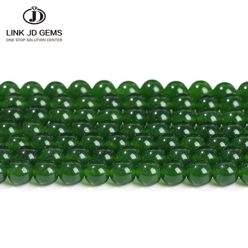 JD LINK JD GEMS 4mm 6mm 8mm 10mm 12mm 14mm Natural Dyed Color Green Chalcedony Loose Beads for Jewelry Making CNAS Certified