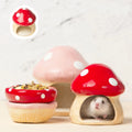 Small Pet Sleeping House Pet Products  Cooling Ceramic Mushroom Hamster House