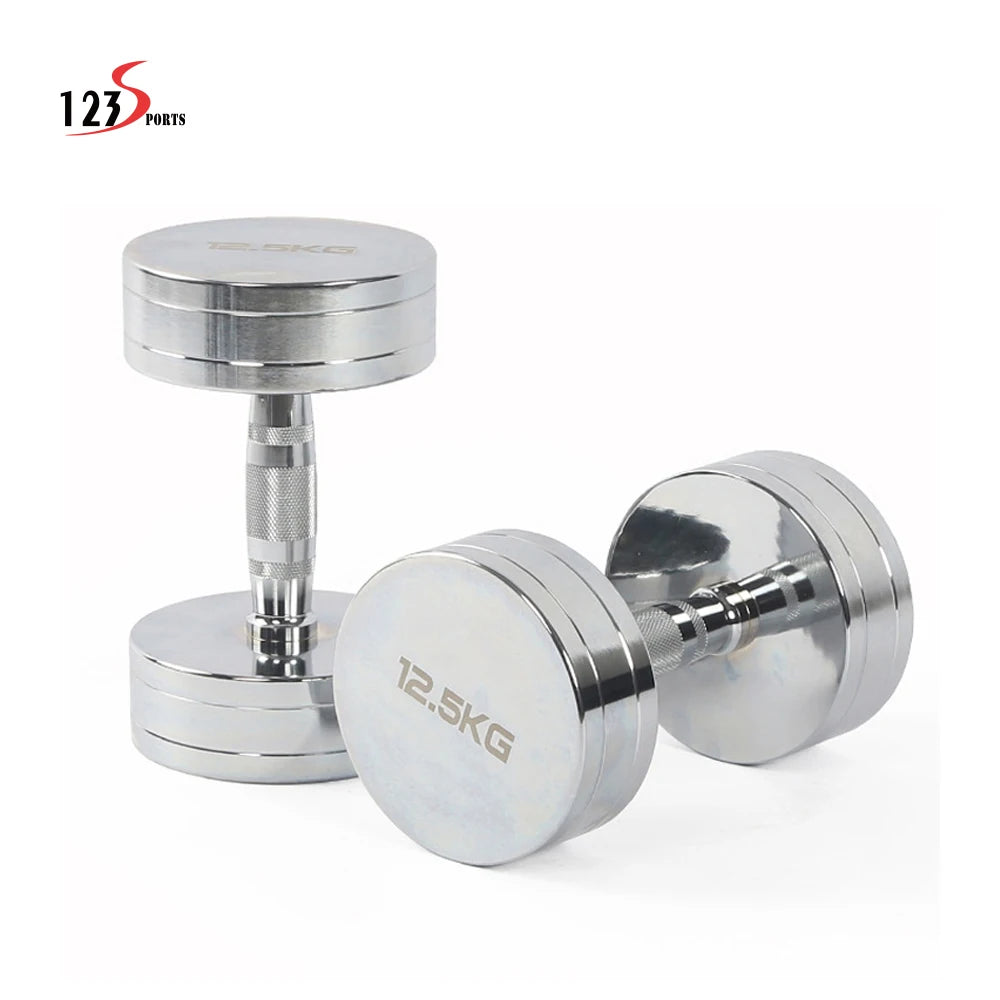 Factory Wholesale Pure Steel 12.5kgX2 Dumbbells Home Gym Sports Equipment Various Weight Sports Electroplated Dumbbells