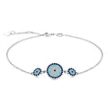 Fashion Jewelry Wholesale Blue Devil Eyes Shape Chain Pave Colorful Cubic Zirconia Adjustable Bangle Bracelet for Women Girls