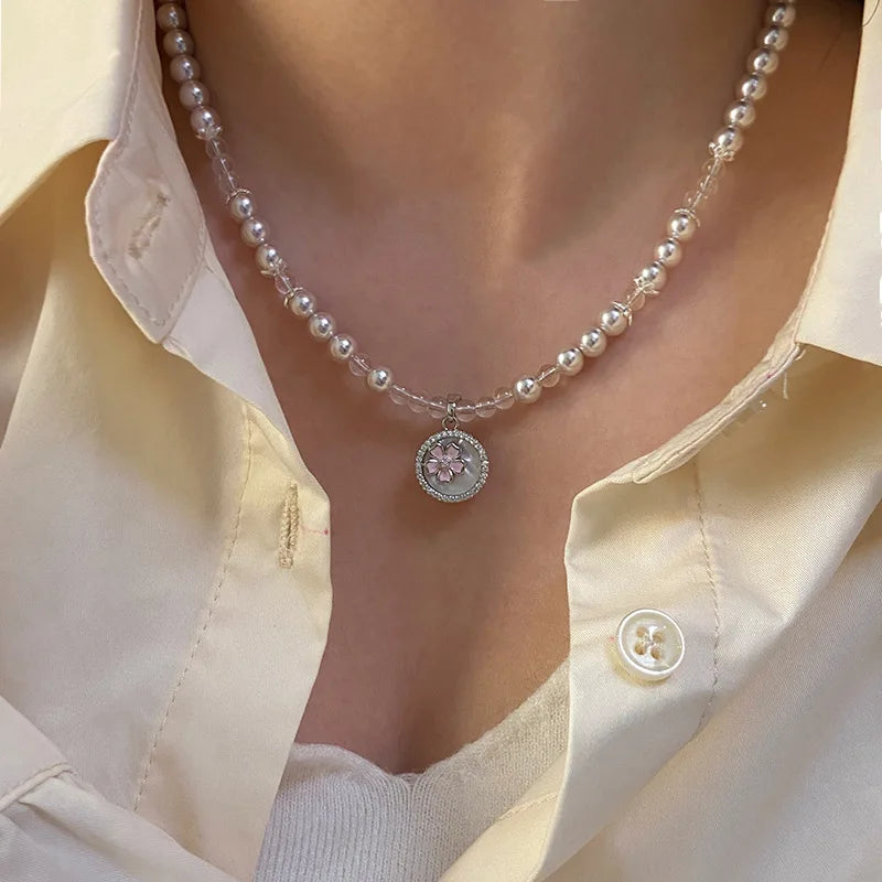 High-End Natural Fritillaria Flower Manta Rose Shijia Pearl Necklace for Women Light Luxury for Original Pendant Beads