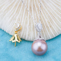 Pe011037  DIY 9-12mm Natural Freshwater Pearl Pendant Accessory 925 Sterling Silver Engagement Jewelry Necklace for Women