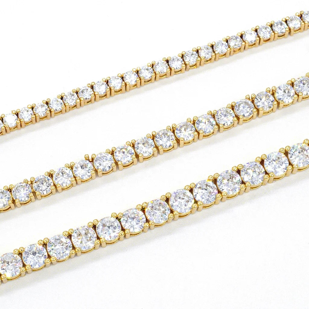 Factory Wholesale VVS Iced Out Moissanite Diamond Real Gold Solid Gold Tennis Chain Bracelet 6mm 7mm 8mm 9mm Custom 10K 14K Gold