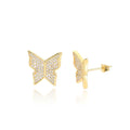 Hip Hop Women Earrings Iced Out Cz Stone Gold Plated Butterfly Earrings