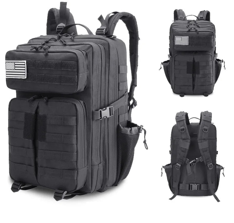 Outdoor 45L Lightweight Rucksack Water Resistance Oxford Strong Heavy Duty Molle Camping Custom Tactical Backpack