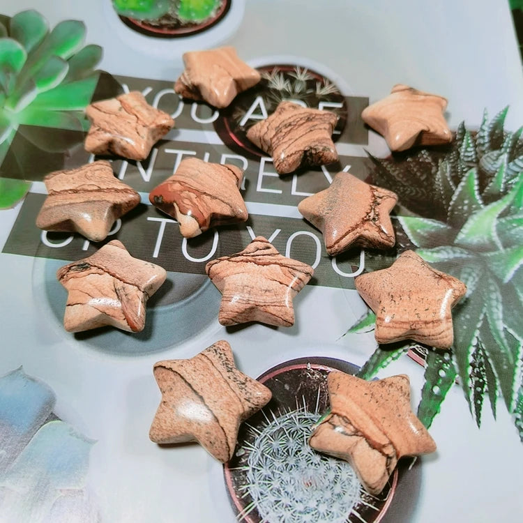 Huiying Natural Crystal Mixed Healing Picture Jasper Star Stone Home Decor Gift Crafts