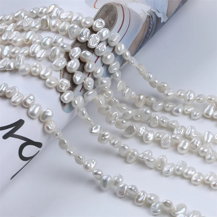 Wholesale 7-8mm Keshi Baroque White Freshwater Pearl Strand Natural Loose Pearls for Jewelry Making