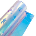 Unicorn Design Blue TPU Transparent Clear Film Roll for Making Bags and Fashion Garment
