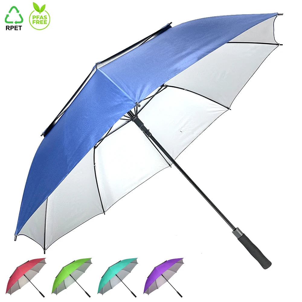 Ovida Customized Double Layer Air-Vented Golf Umbrella Auto-Opening with Logo Prints Double Wind Resistant Straight Umbrella