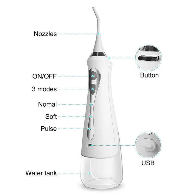 Tooth Care 230ml Water Tank Waterproof Portable Tooth Cleaner Dental Flosser Water Dental Water Jet Oral Irrigator