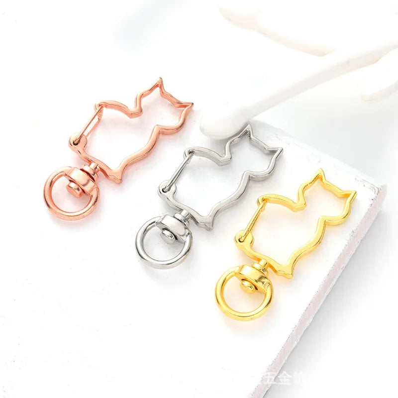 Creative Metal Hanging Cat Buckle Key Ring Claw Swivel Lobster Clasp Spring Snap DIY Accessories for Jewelry Making Bag