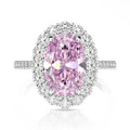 6Ct Luxury 925 Sterling Silver 8*12 MM Oval Custom Rings Pink Cubic Zirconia Jewelry Women Eternity Engagement Halo Rings