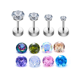 G23 ASTM F136 Titanium Piercing Ear Studs Nose Stud for Women 20G Round Cubic Zirconia Ear Tragus Cartilage Piercing Jewelry