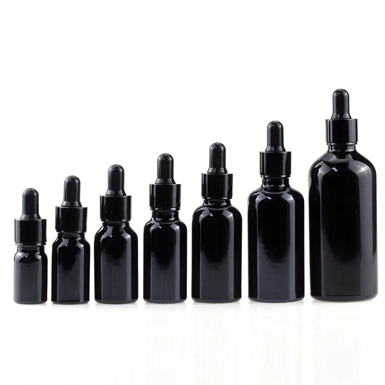 10ml Glossy/shiny Black Glass Essential Oil Dropper Bottle for Serum