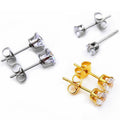 316l Stainless Steel Jewelry Hypoallergenic Six-Claw Round White Zircon Earrings Bulk Wholesale Women Stud Earrings 5MM DLPJ001