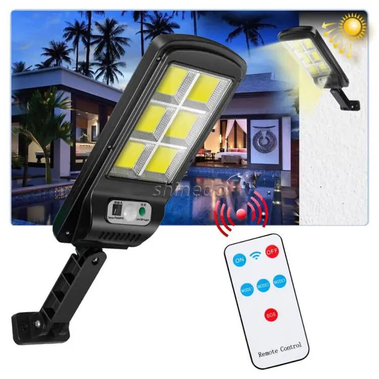120/128cob New Waterproof Solar Lights Outdoor Street Motion Sensor Lamp with Remote Control Solar Lamp Garden Wall Street Light