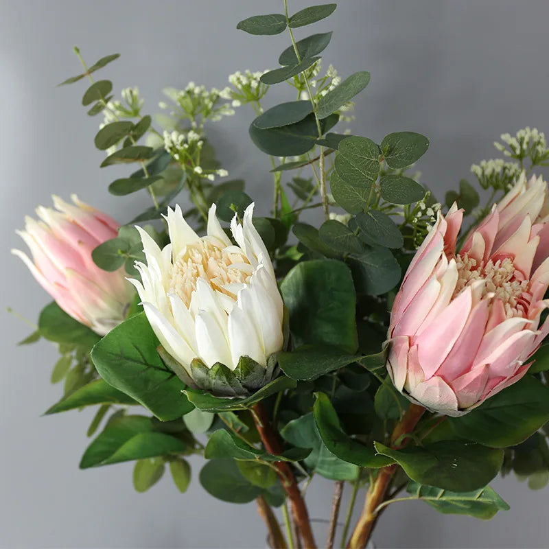 Y-H098 Wholesale Decorative Silk Cynaroides Flowers King Protea Faux Artificial Flowers for Wedding Home Decoration