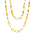 RINNTIN SC41 S925 Made in Italy Solid 14K Gold Plated Over Sterling Silver Italian Paperclip Link Chain Necklace for Women Men