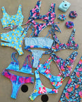 Custom Woman Two-Piece Bathing Suits Sexy Triangle Crisscross Reversible Bikini Seamless Floral Swimwear