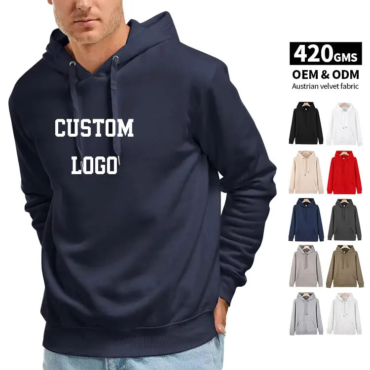 Custom Logo Blank French Drop Shoulder No String Unisex Men Women Heavyweight Oversized Cotton Hoodies for Men