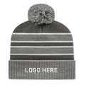 Wholesale Custom 3D Embroidery Logo Toque Sports Double Stripe Knit Ribbed Cuff with Digital Printing Cartoon Character Pattern