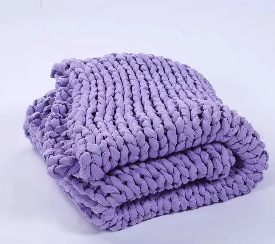 Wholesale Home Fashionable Custom Solid Heavy Stripe Hand Chunky Chunky Knit Weighted Blanket