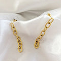Wholesale 18K Gold Plated Stainless Steel Gold Semi-circular Chain Long 2021 Fashion Women Stud Tassel Earrings Jewelry