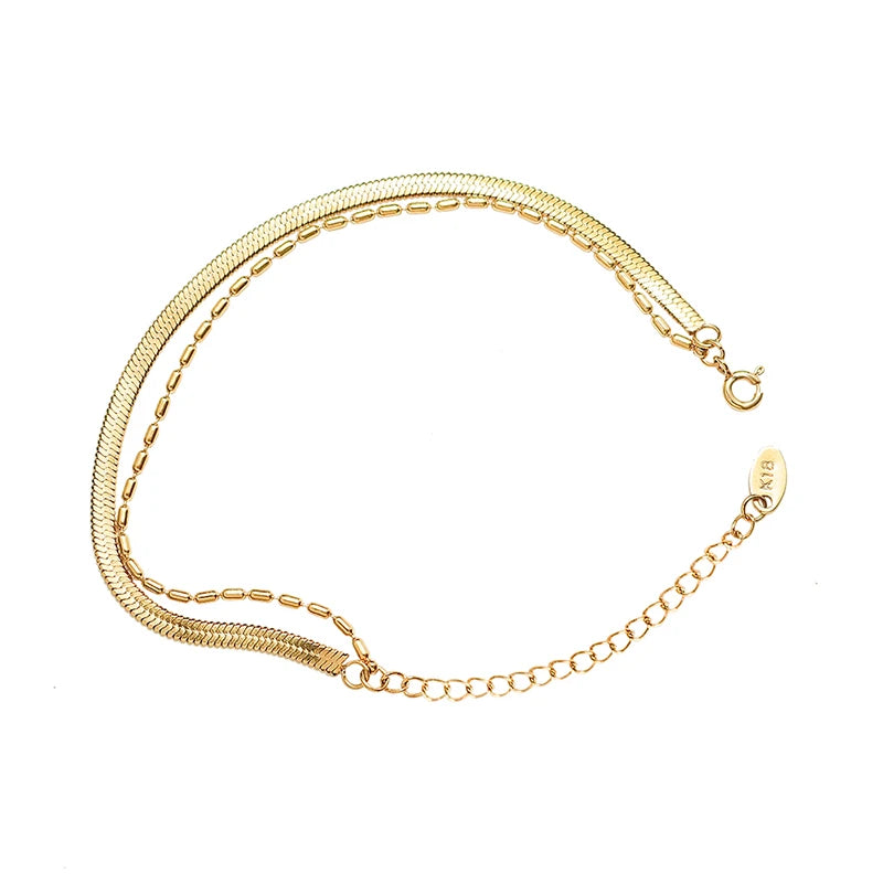 Exquisite Blade Chain Combination Double Bracelet Stainless Steel Plated with 18K Real Gold