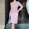 ZYHT 21412 Fashion Formal Clothes Long Sleeve Patchwork Suit Blazer Office Lady Professional Business Midi Long Casual Dresses