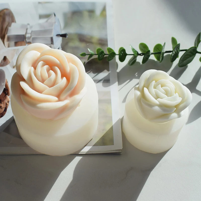 3D Large Rose Flower Fondant Silicone Molds Candle Wax Rose Mold for Chocolate Cake Soap Candy