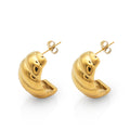 Chris April Fashion Jewellery 316L Stainless Steel Pvd Gold Plated Non-tarnish Thick Croissant Earrings