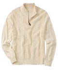 Men's 100% Cotton Slub Quarter-Zip Mock Neck Pullover Machine Knitted Crocheted Knit Sweater with Front Logo for Spring Season