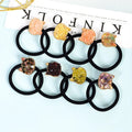Women Girl Hair Accessories Cheap Elastic Black Scrunchy Ponytail Hairband Natural Crystal Chips Rubber Hair Ties