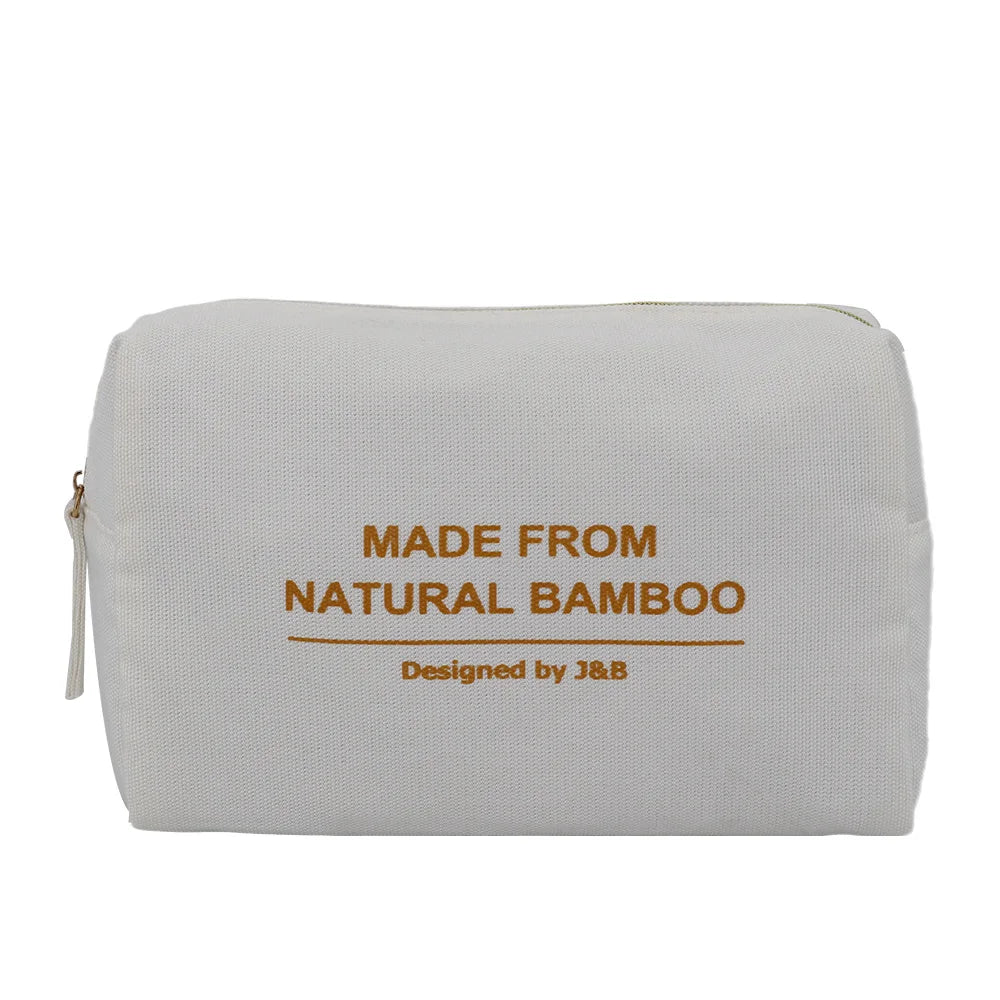 Natural Eco Friendly Bamboo Fiber Makeup Toiletry Wash Bag Bamboo Fabric Organizer Pouch Unique Cosmetic Bag With Custom Logo