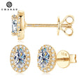 Real 10k Gold Earrings Screw Back Oval Cut 0.3ct 0.3 Carat 5x3mm Moissanite 10K Solid Gold Halo Stud Earrings